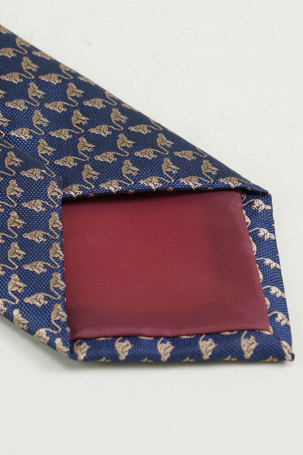 Formal Navy Jacquard Satin Tie with Print