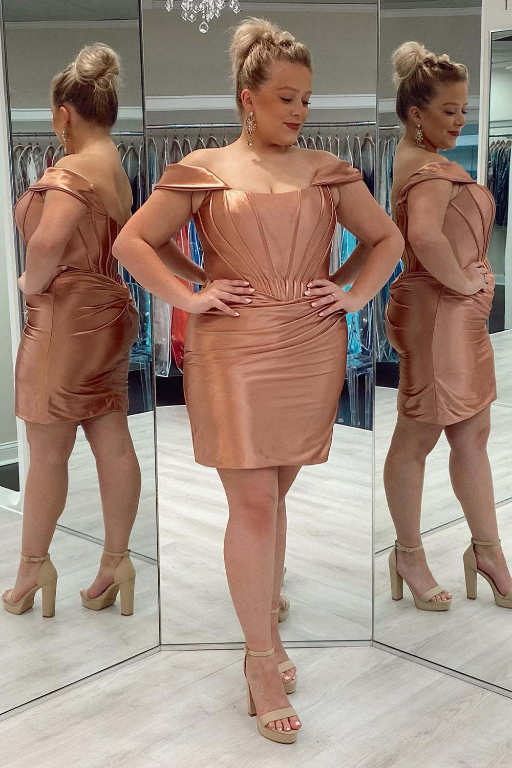 Trendy Bodycon Off The Shoulder Turquoise Short Cocktail Dress With Ruched