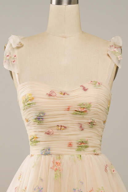 Cute A Line Green Spaghetti Straps Short Cocktail Dress With Embroidery