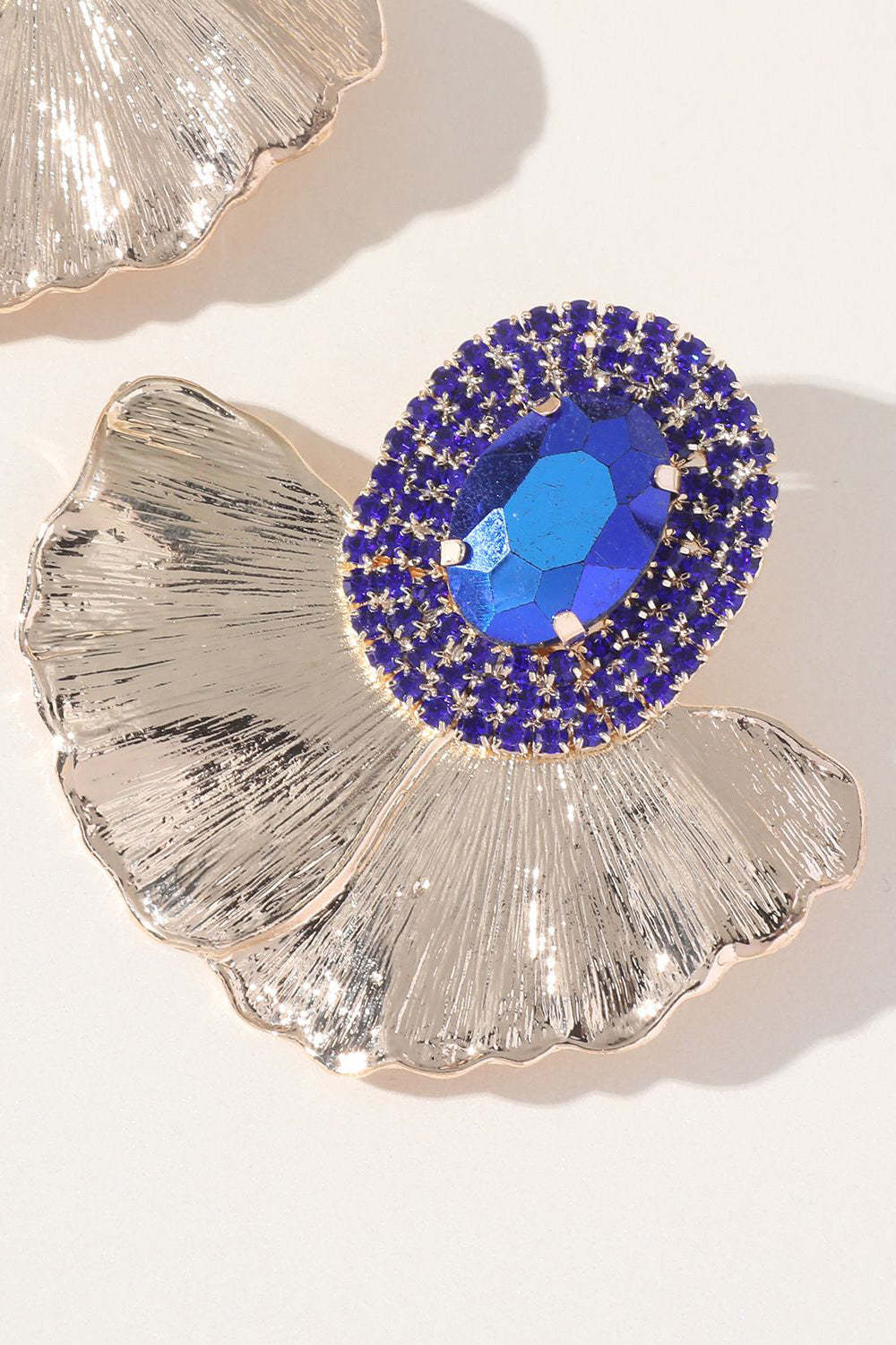 Sparkly Floral Earrings with Oval Rhinestones