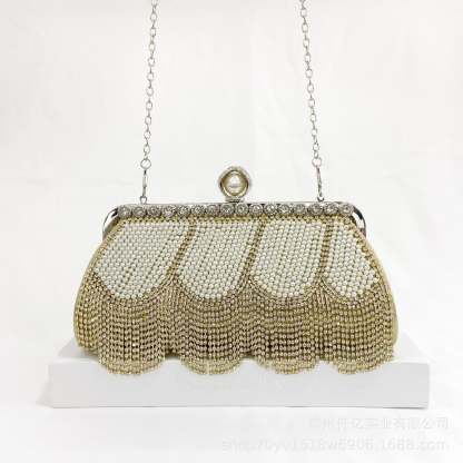 Party Handbag with Black Beaded Fringes