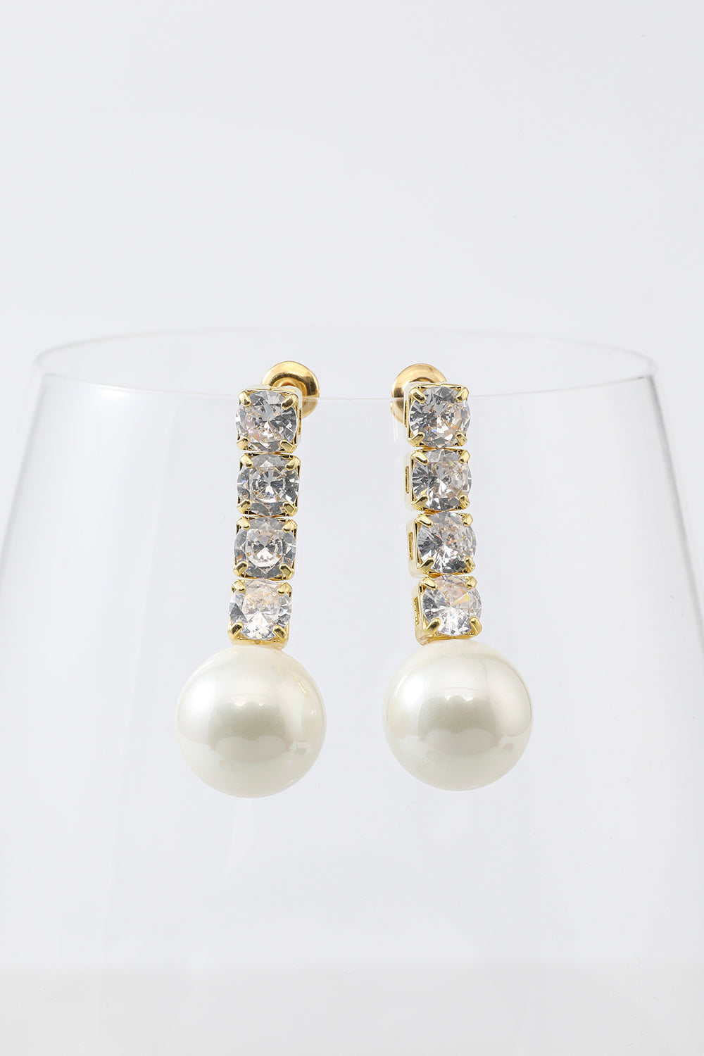 Pearl Earrings with Crystal Accents