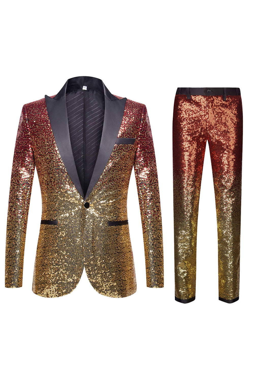 Purple Ombre Sequins Slim Fit Two-Piece Party Suit with Notched Lapel for Men