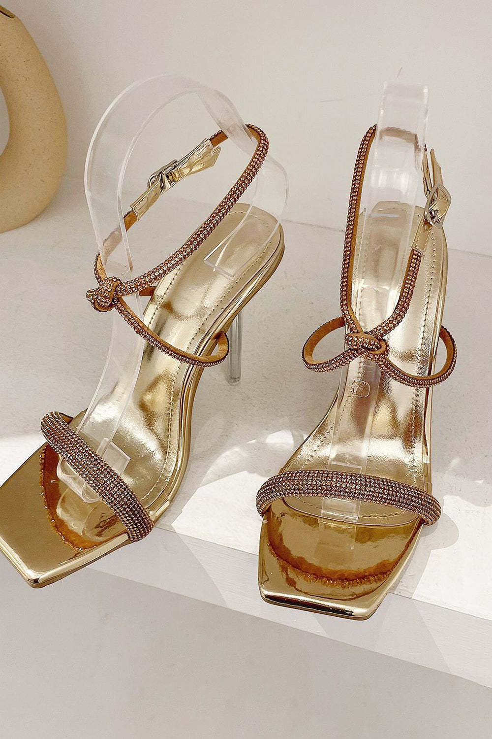 Black Stiletto High Heels with Square Toe