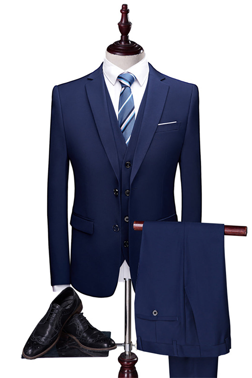 Slim Fit Navy Blue Casual Tuxedo Suit in 3 Pieces