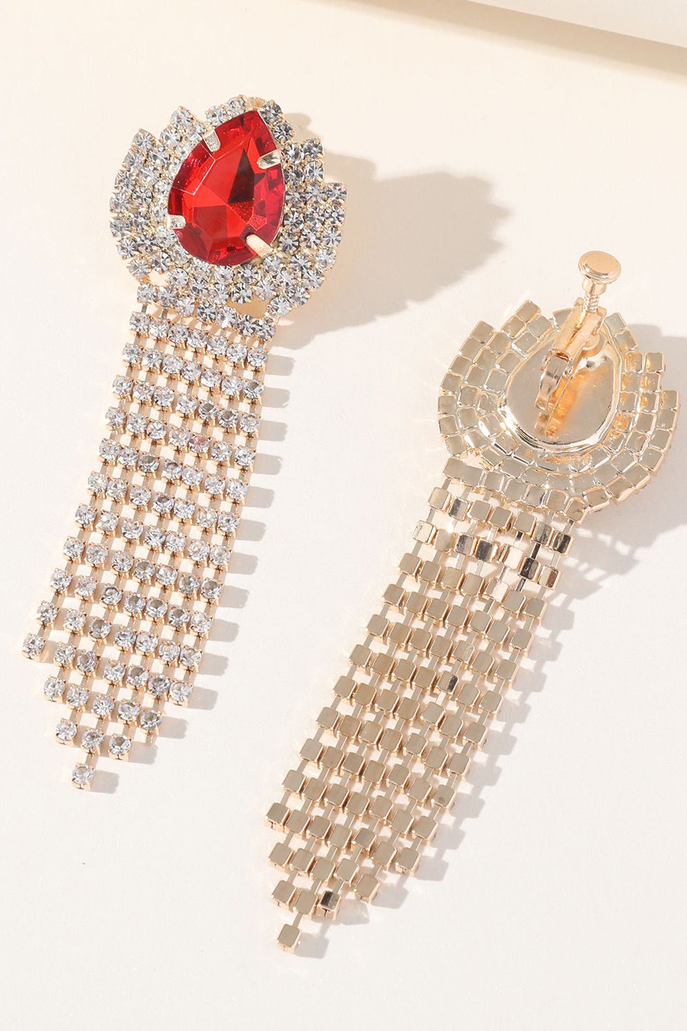 Water Drop Earrings with Sparkly Rhinestone Tassels