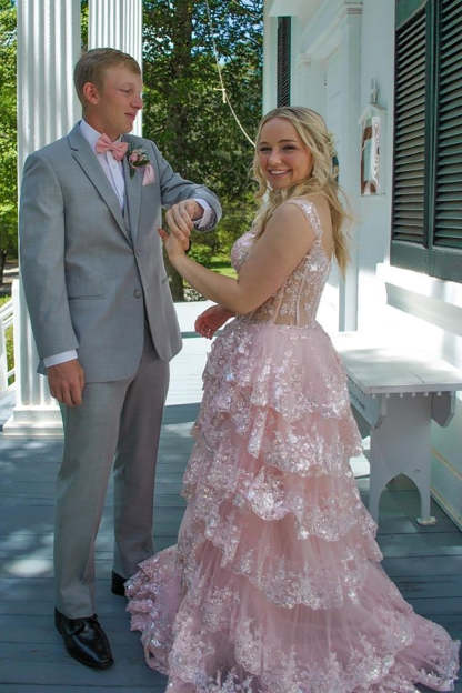 Grey Men's Prom Suits with Notched Lapel and Two Buttons