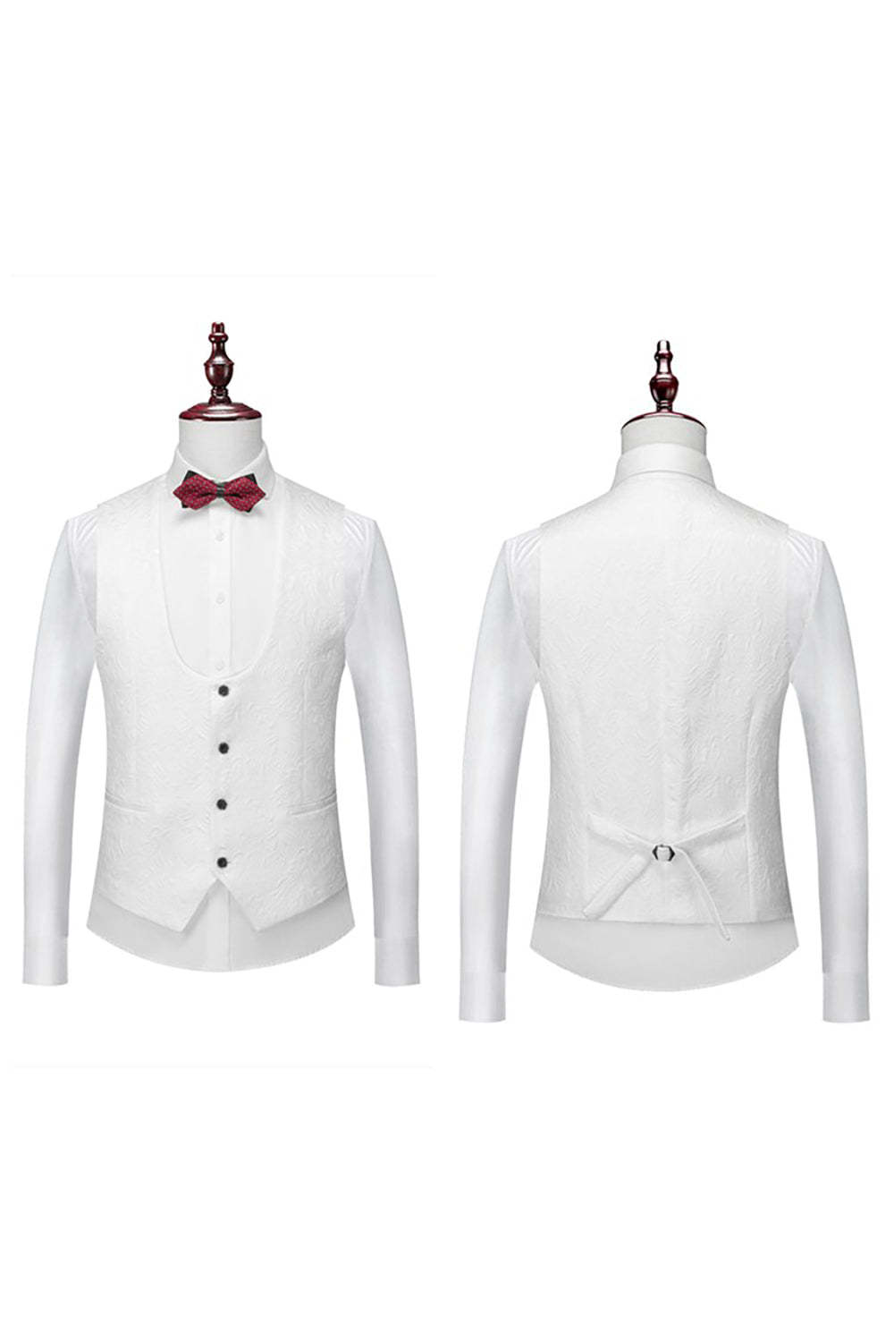 Men's 3-Piece Prom Suits in White Jacquard