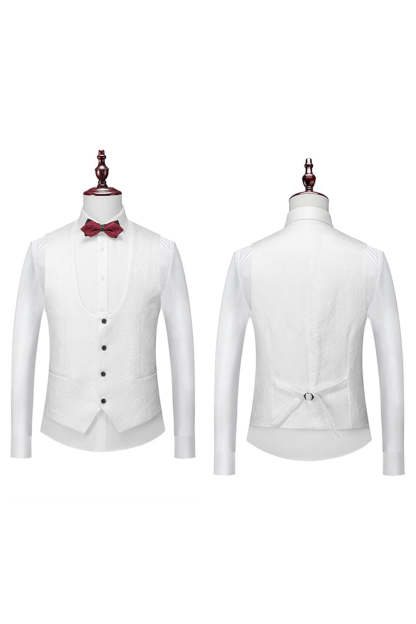 Men's 3-Piece Prom Suits in White Jacquard