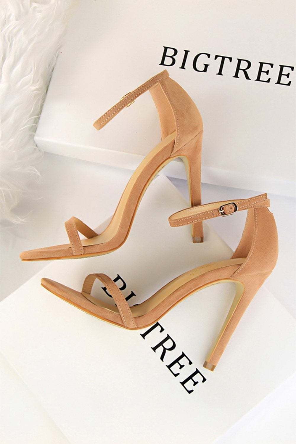 Stiletto Heels with Strappy Apricot Design