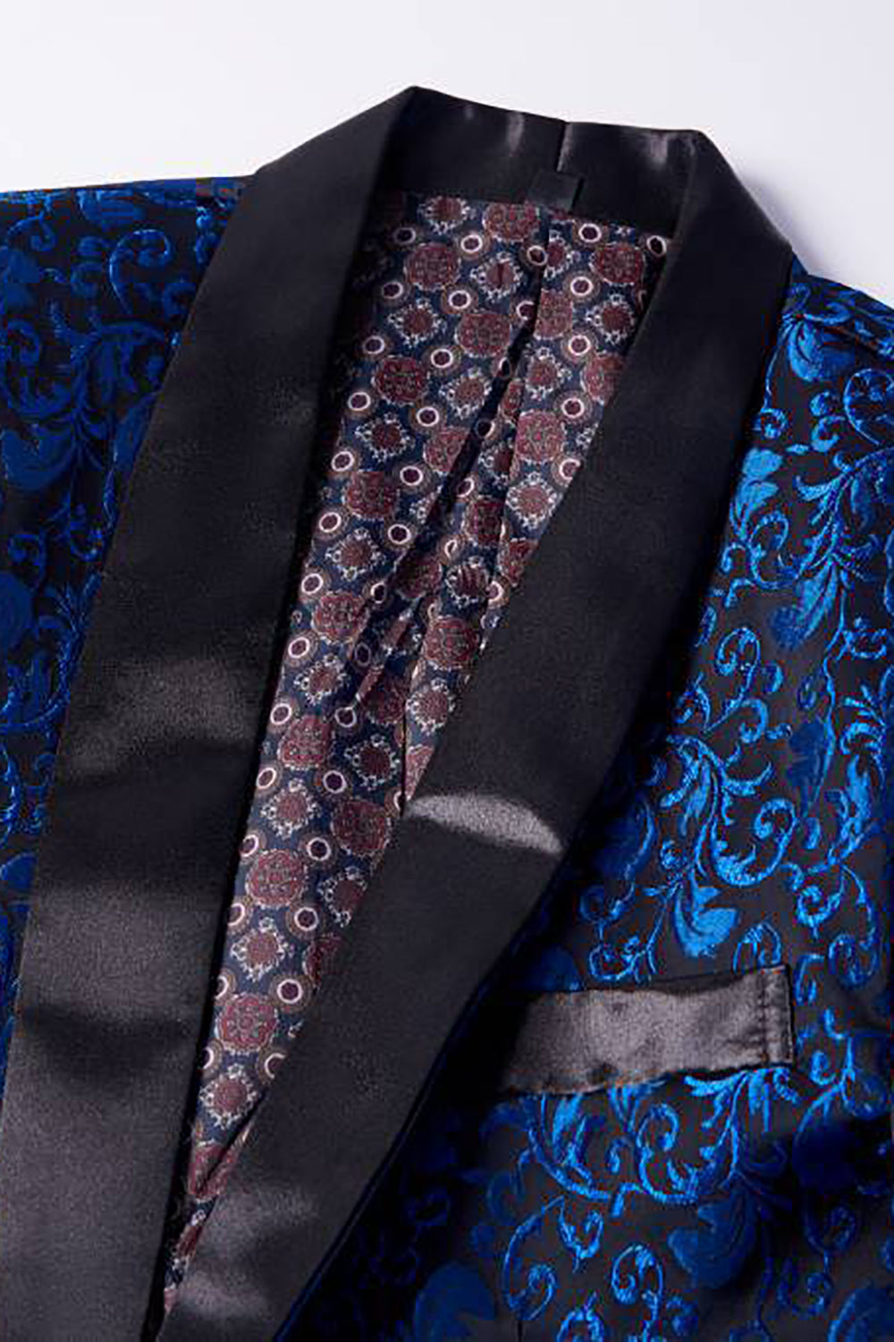 Men's Jacquard Blazer with Pink Shawl Lapel