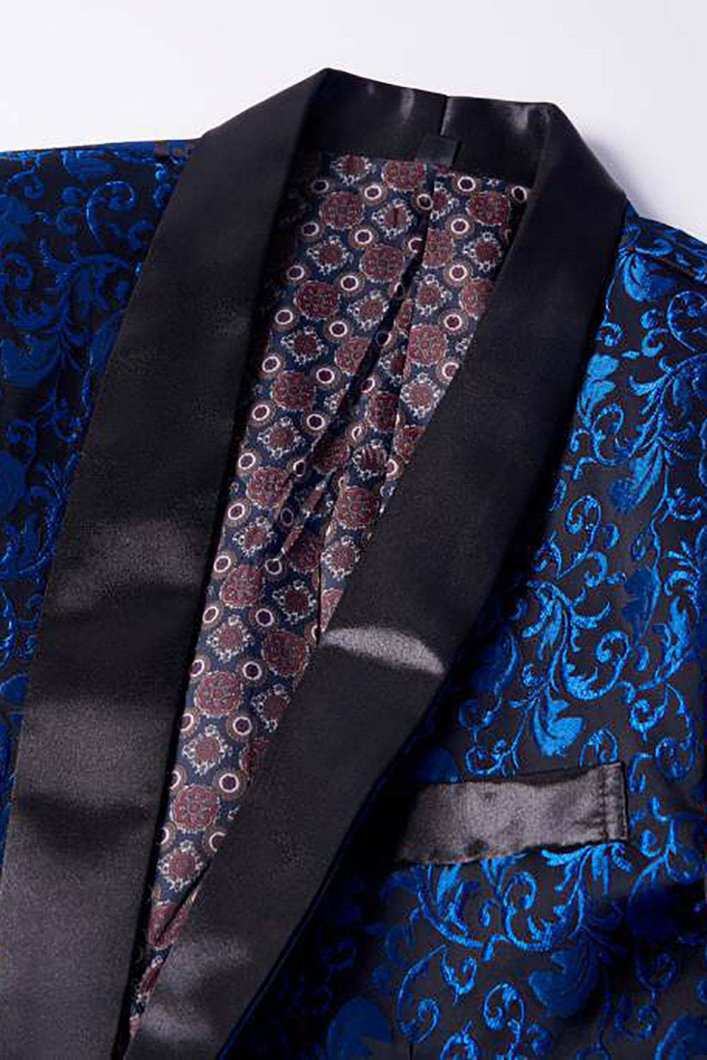 Men's Jacquard Blazer with Pink Shawl Lapel