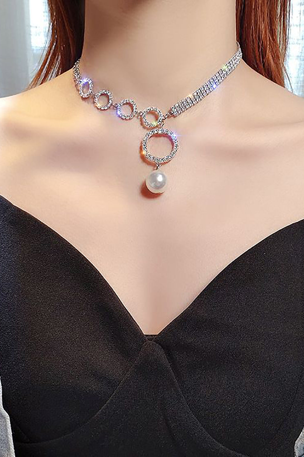 Shimmering Silver Rhinestone Choker