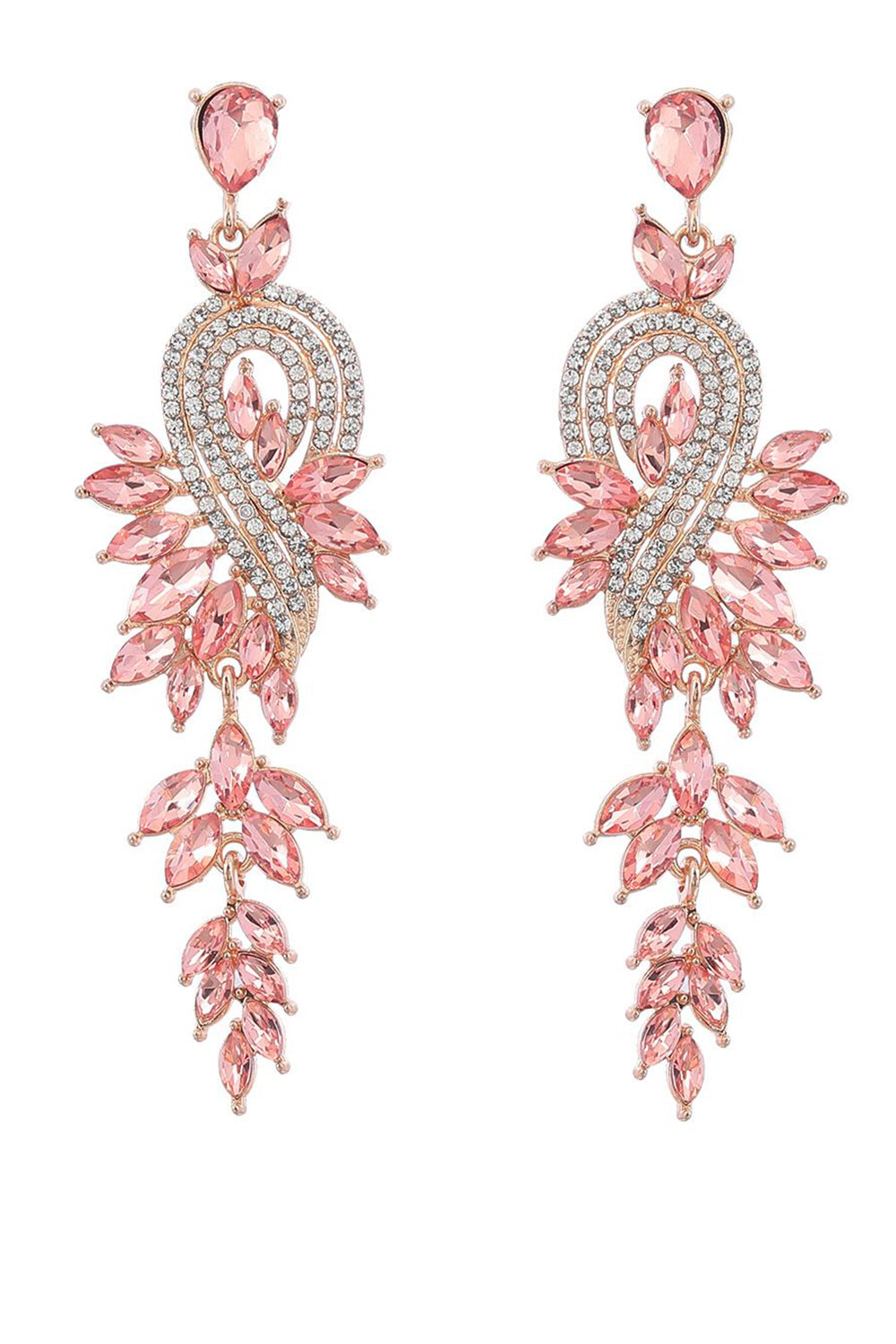 Earrings in Green Featuring Beadings and Rhinestones