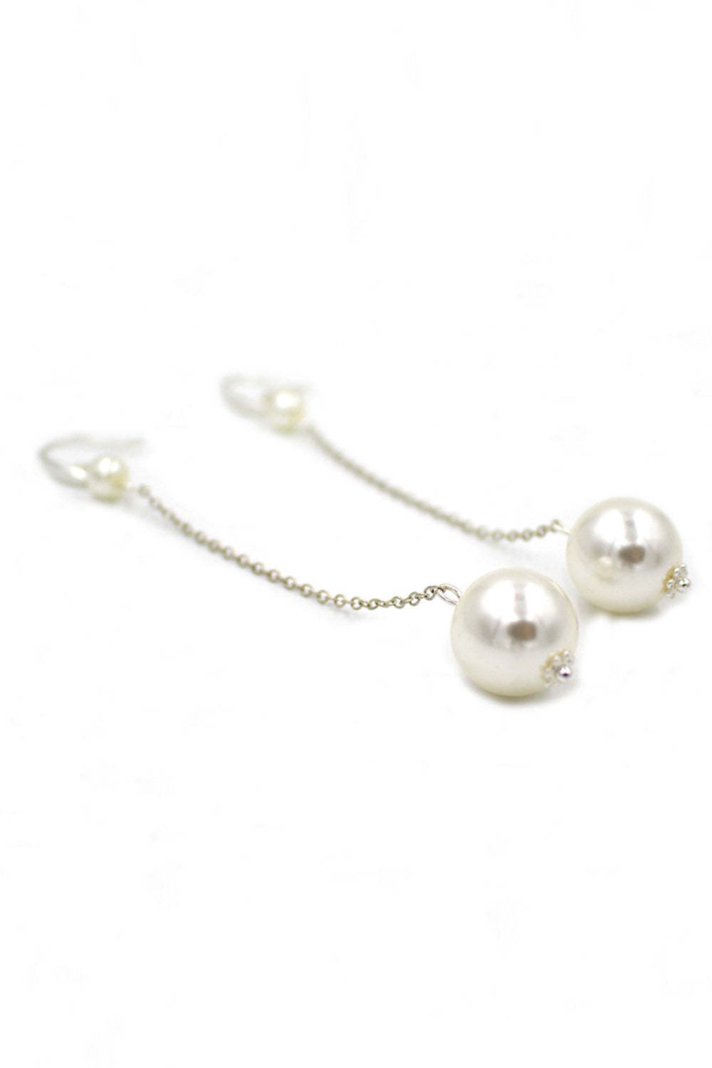 Bridal Headband Earrings with Large Pearl Fish Silk Thread