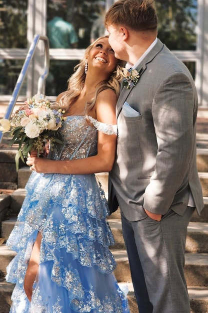 Grey Men's Prom Suits with Notched Lapel and Two Buttons