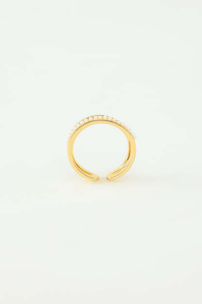 Pearl and Golden Zircon Ring