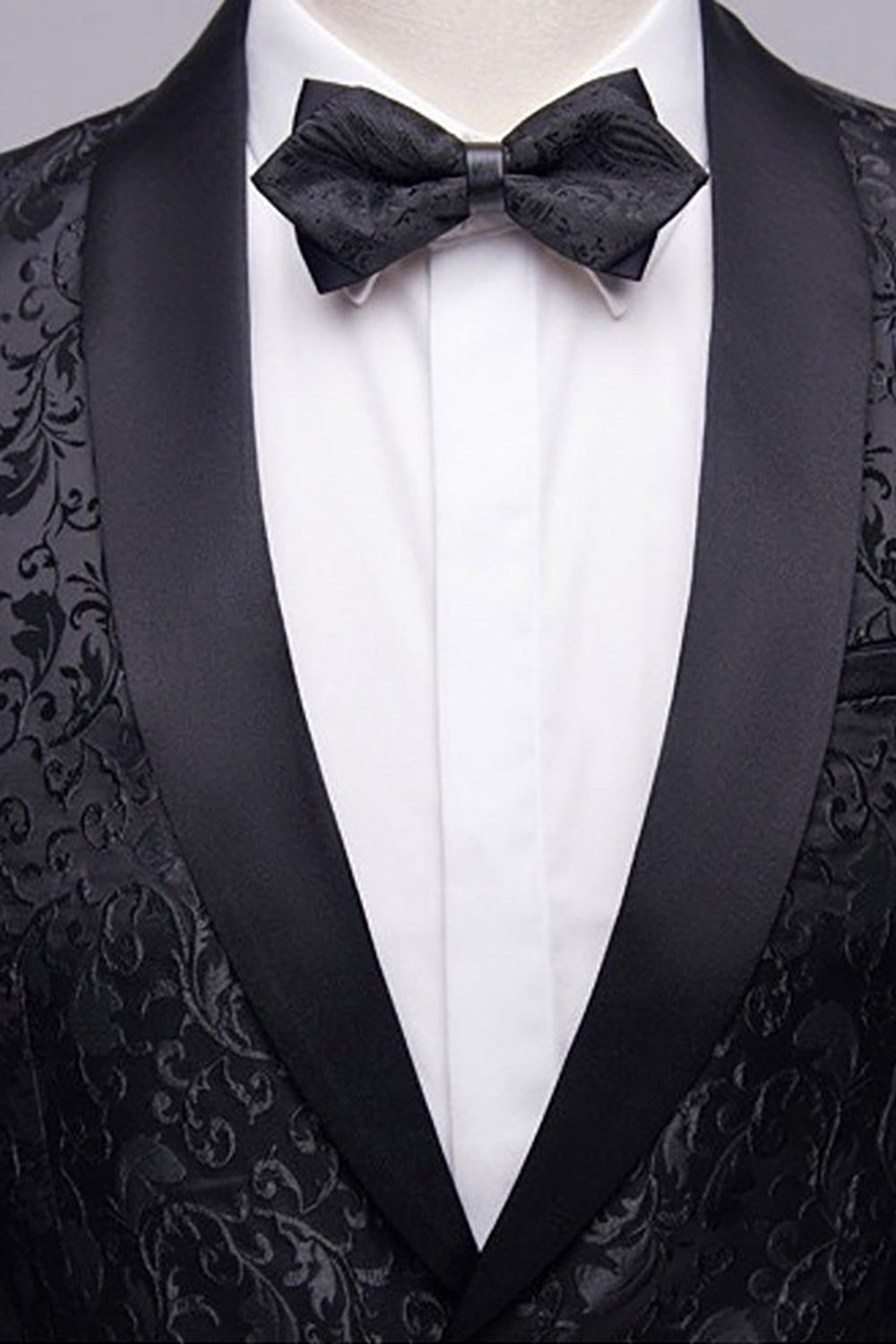 Men's 2-Piece Suits with Black Jacquard Shawl Lapel