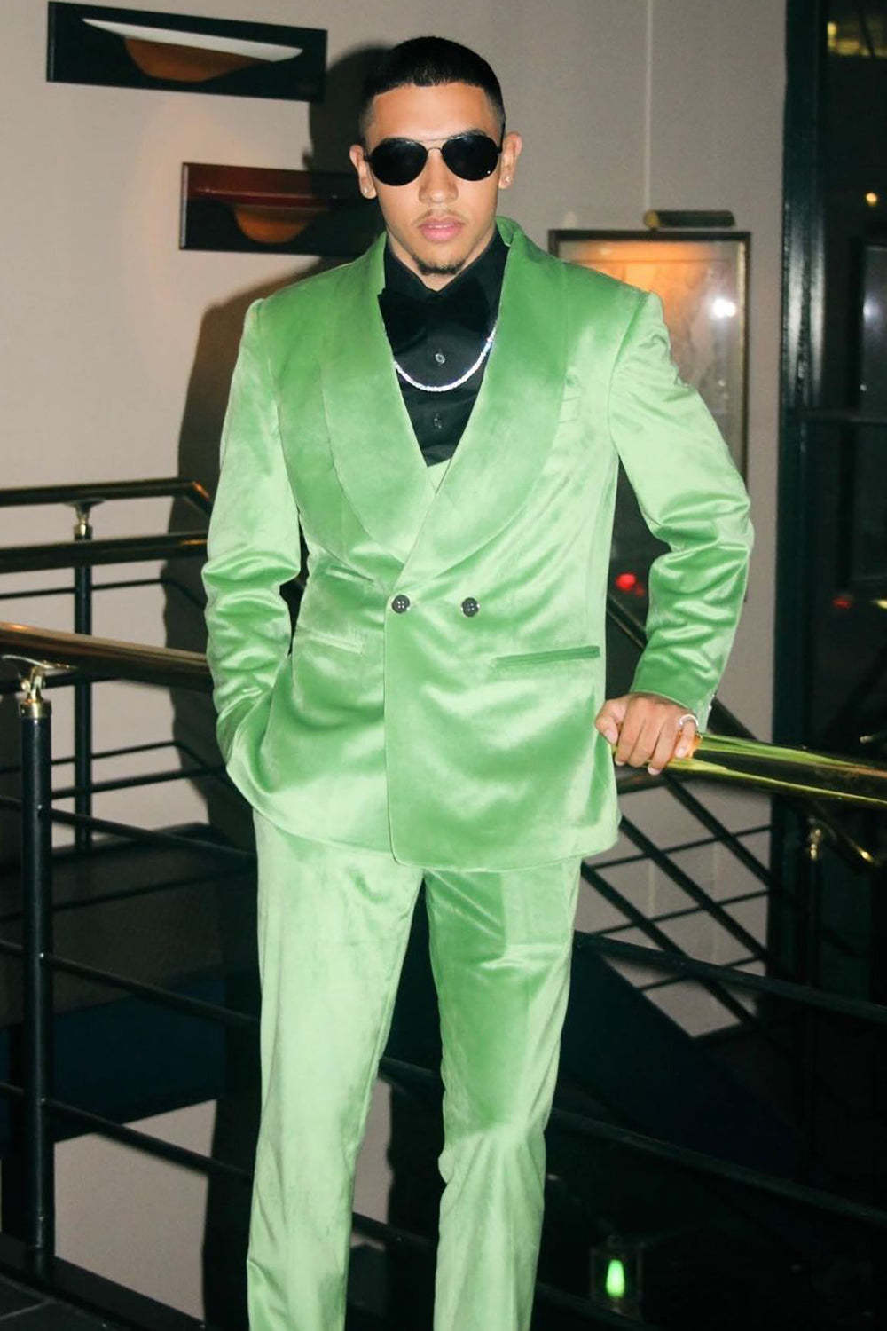 Men's Prom Suits with Light Green Shawl Lapel in 3 Pieces