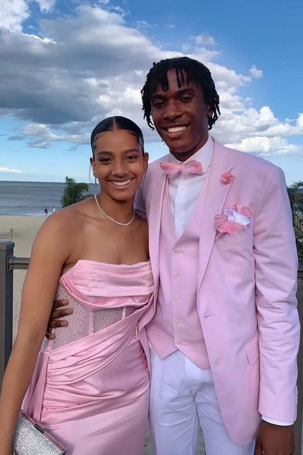 Men's Prom Suits with Pink Notched Lapel in 3 Pieces