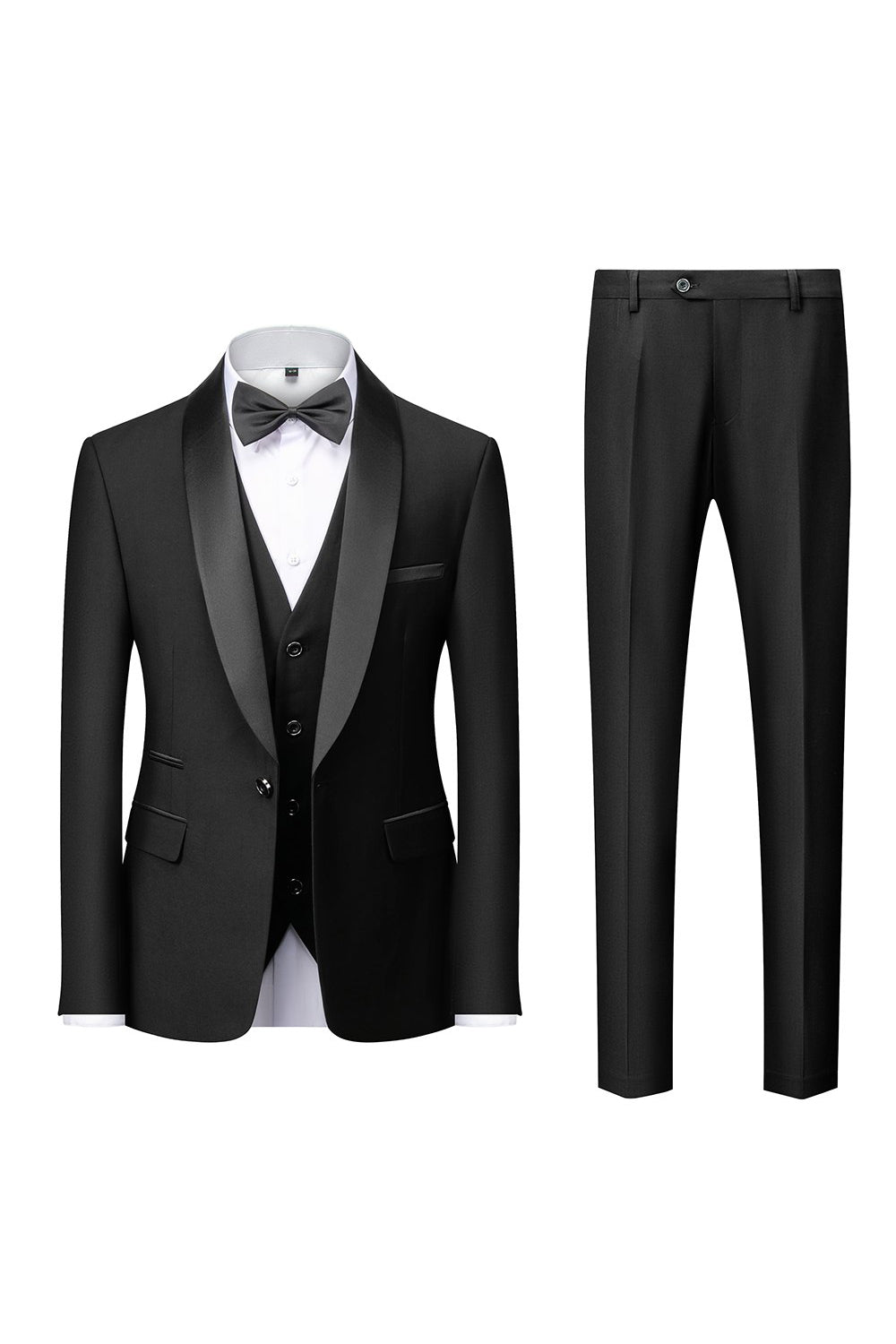 Men's 3-Piece Suits with Grey Shawl Lapel