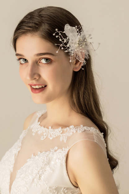 Handmade Hair Clip with Sweet Feather Yarn Flower