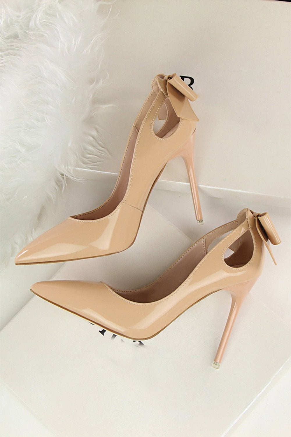 Prom Heels in White with Bowkont Pump