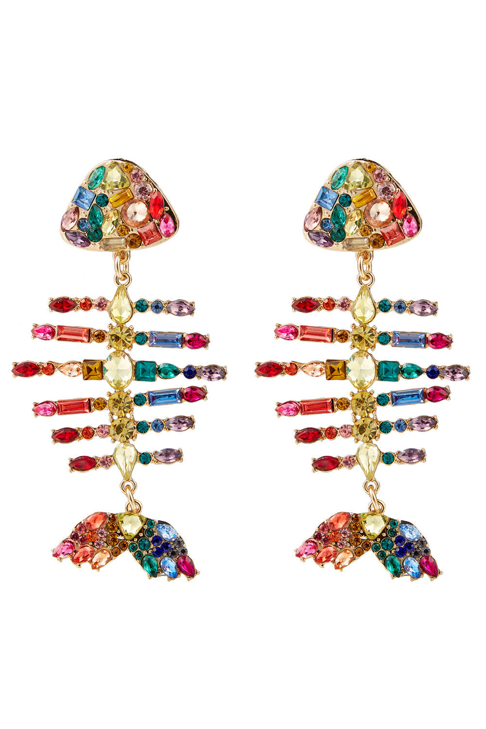 Beaded Fishbone Earrings in Vibrant Colors