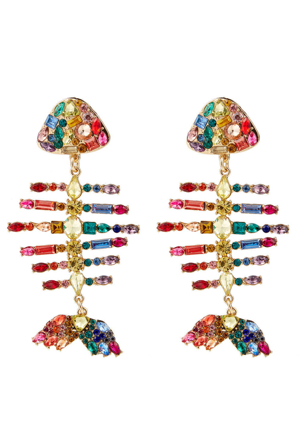 Beaded Fishbone Earrings in Vibrant Colors