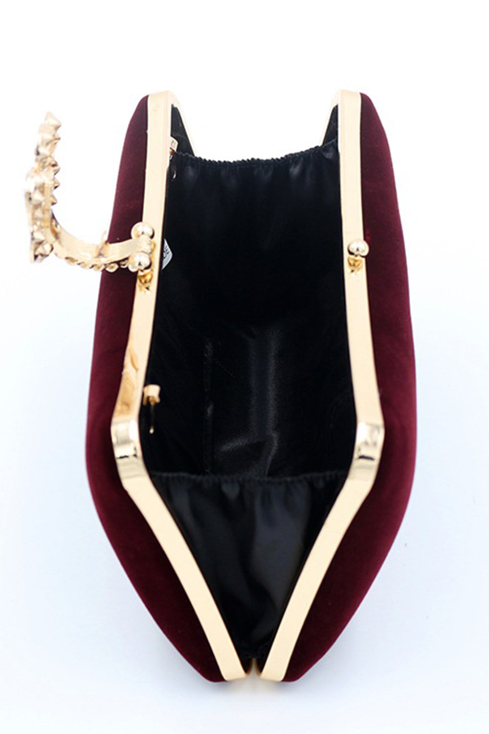 Shoulder Bag in Burgundy Velvet with Chain Strap