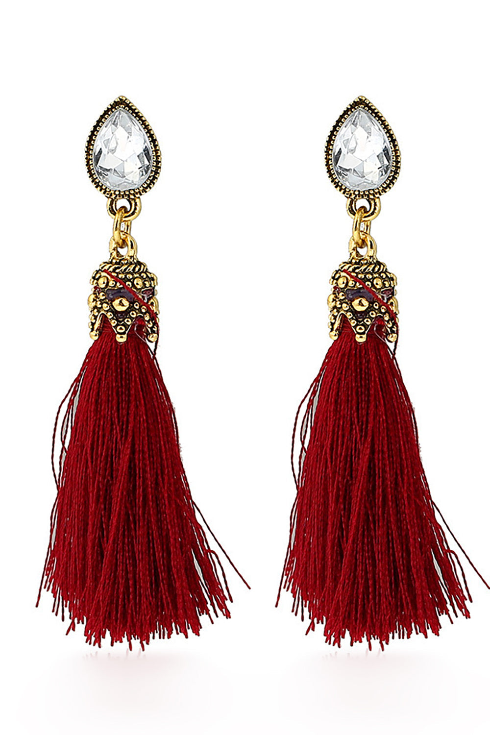 Earrings with Red Tassels