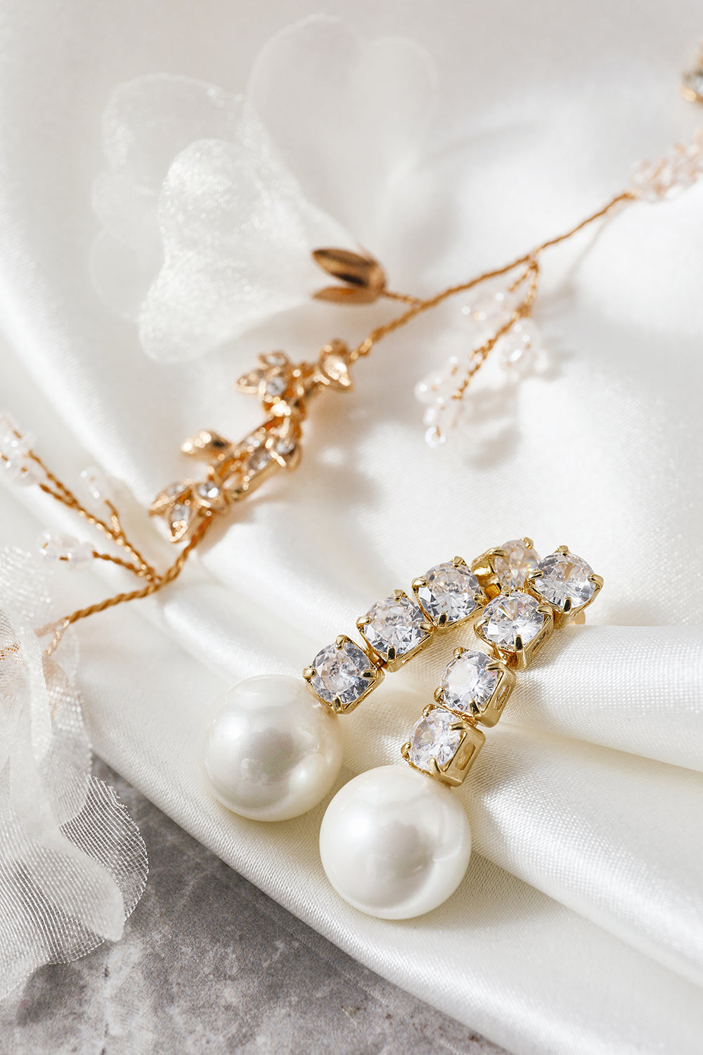 Pearl Earrings with Crystal Accents
