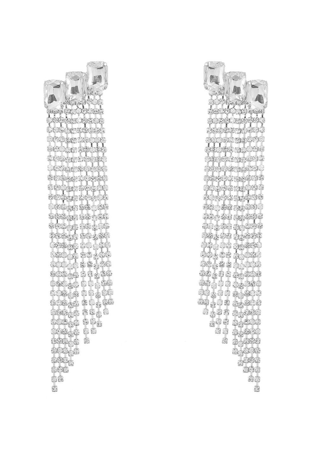 Party Earrings with Fuchsia Beads and Rhinestones