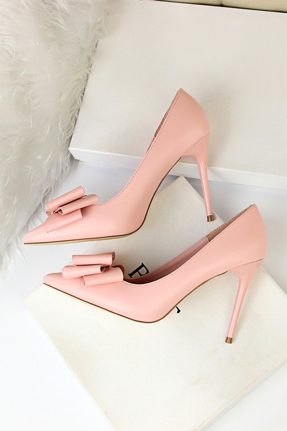 Pointy Pink Stiletto Heels Featuring Bows