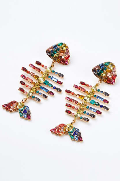 Beaded Fishbone Earrings in Vibrant Colors