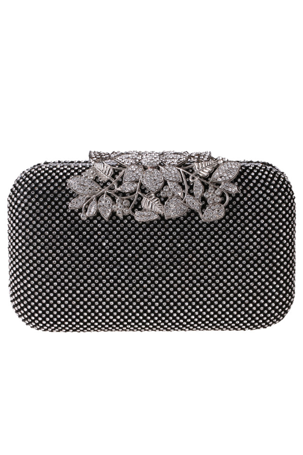 Prom Clutch Adorned with Golden Beads and Crystals