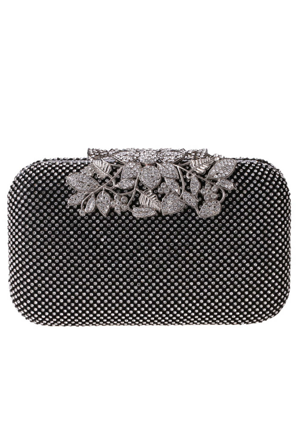 Prom Clutch Adorned with Golden Beads and Crystals