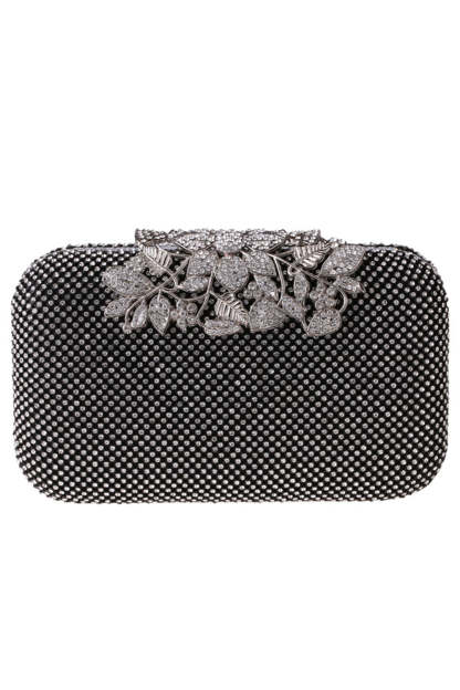 Prom Clutch Adorned with Golden Beads and Crystals