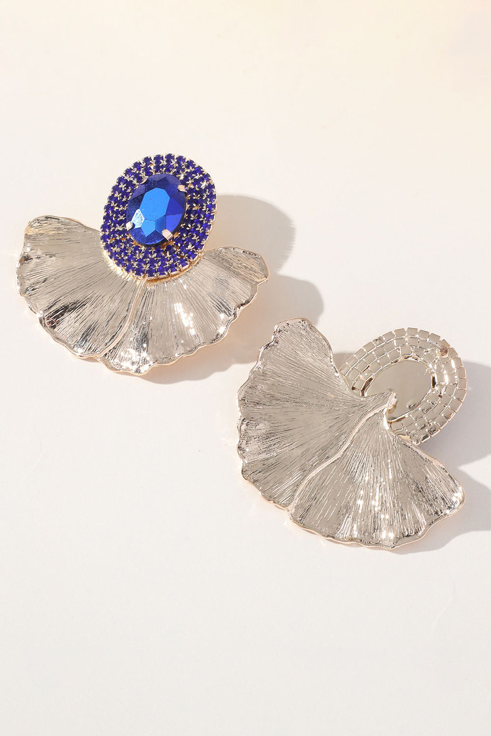 Sparkly Floral Earrings with Oval Rhinestones