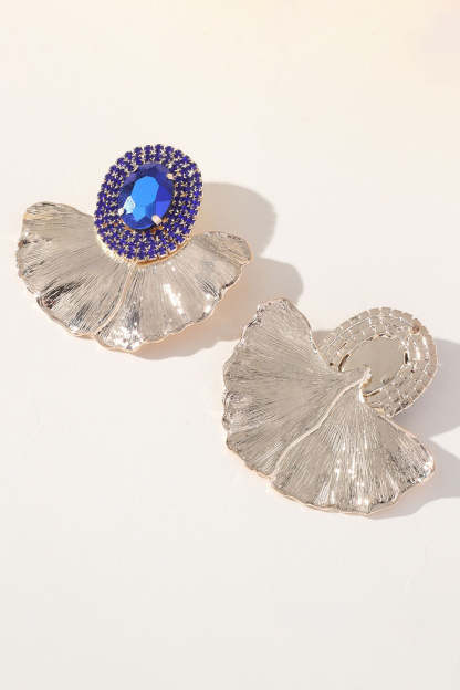 Sparkly Floral Earrings with Oval Rhinestones