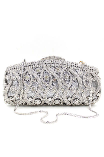 Elegant Handbag with Detachable Chain for Parties Adorned with Rhinestones
