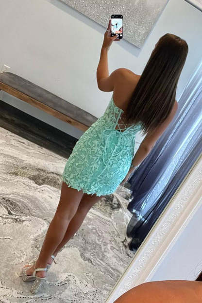 Bodycon Sweetheart Black Corset Cocktail Dress With Appliques