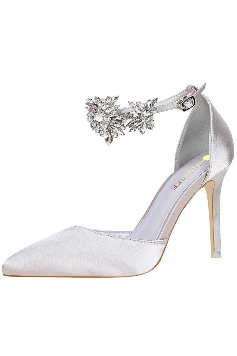 Prom Heels with Silver Ankle Strap and Crystals