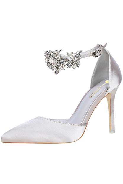 Prom Heels with Silver Ankle Strap and Crystals