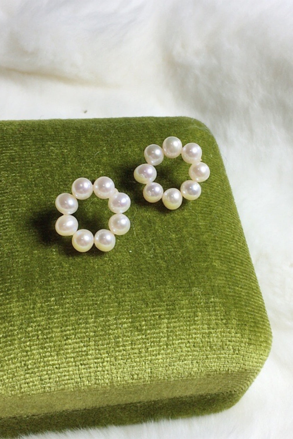White Pearl Stud Earrings