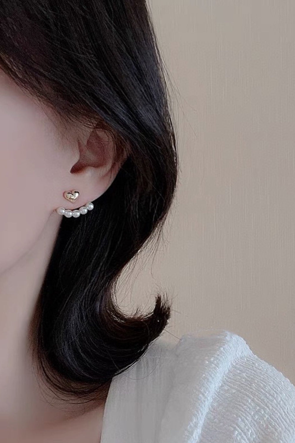 Heart Earrings with Freshwater Pearls in Natural Hues