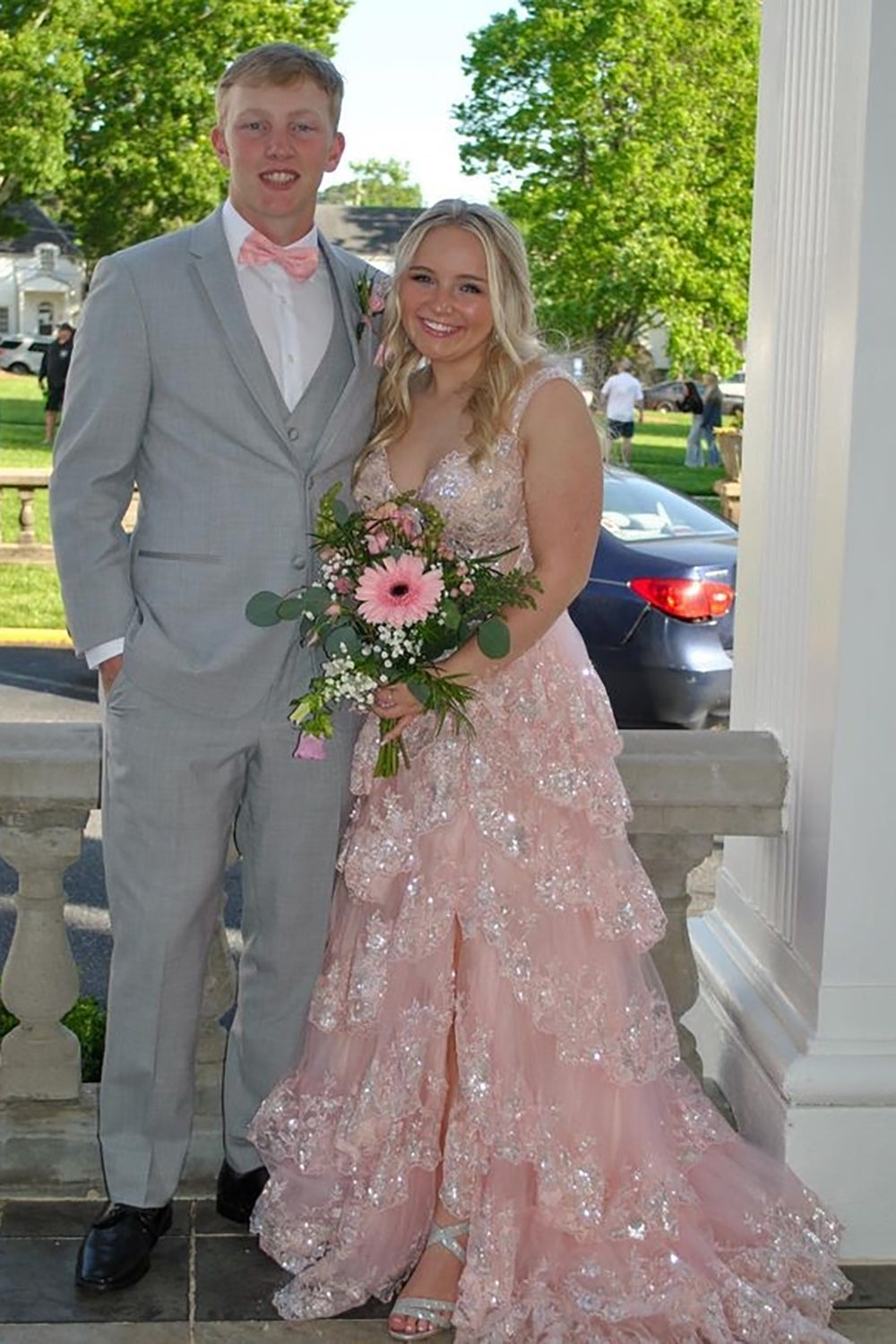Grey Men's Prom Suits with Notched Lapel and Two Buttons
