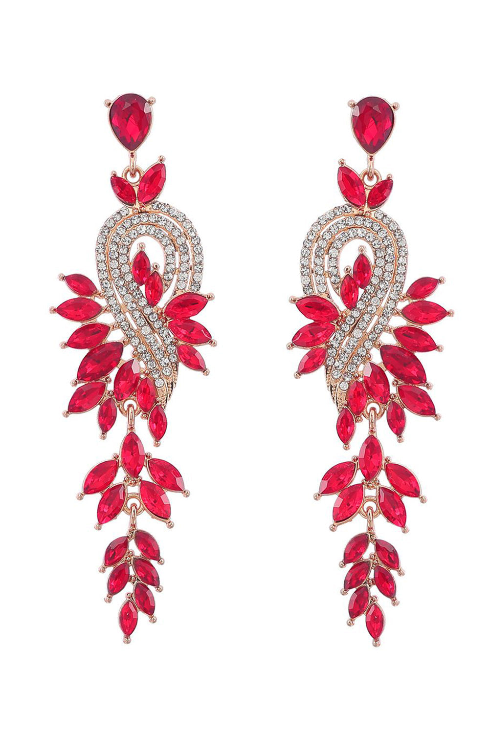 Earrings in Green Featuring Beadings and Rhinestones