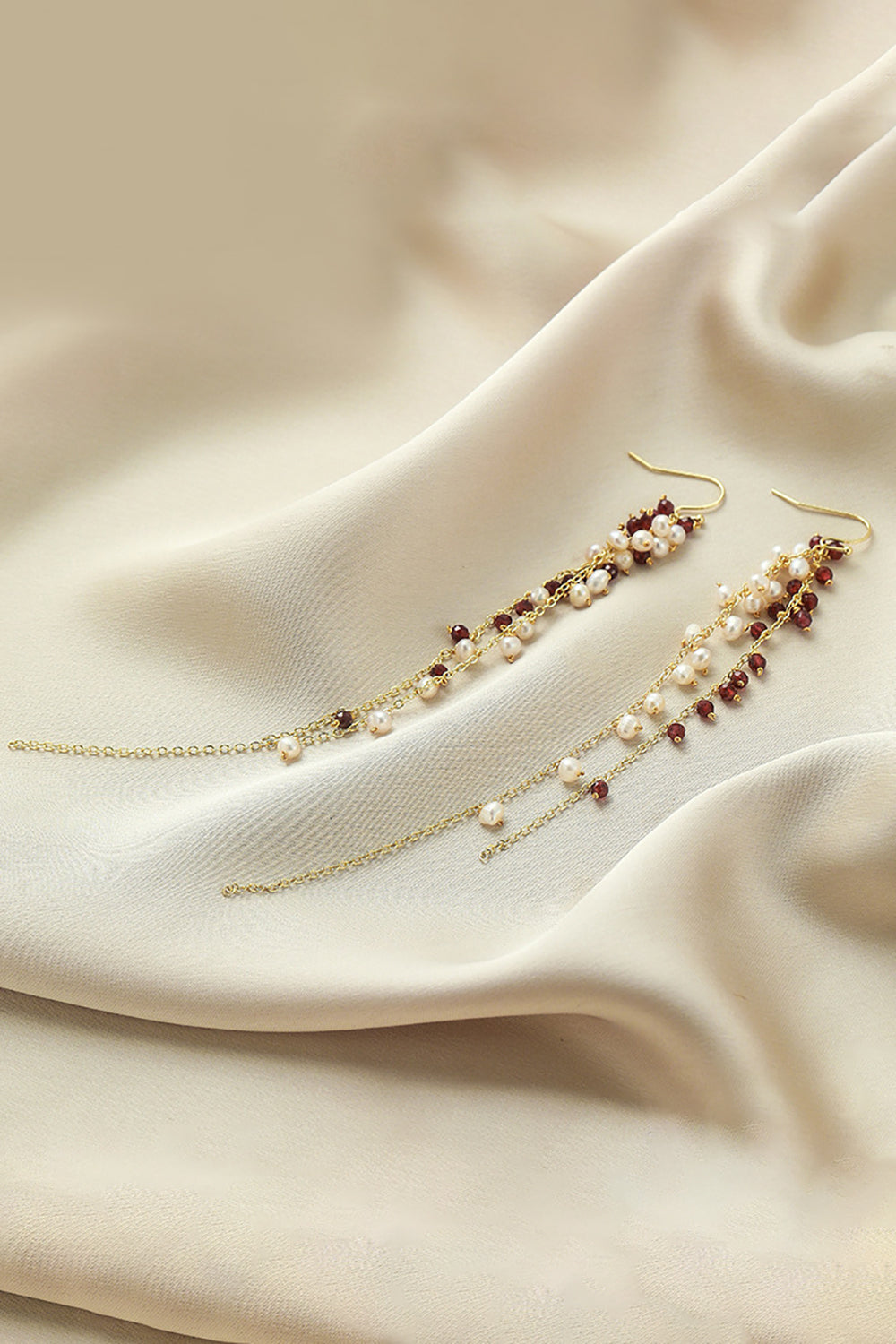 Tassel Earrings with Golden Freshwater Pearls
