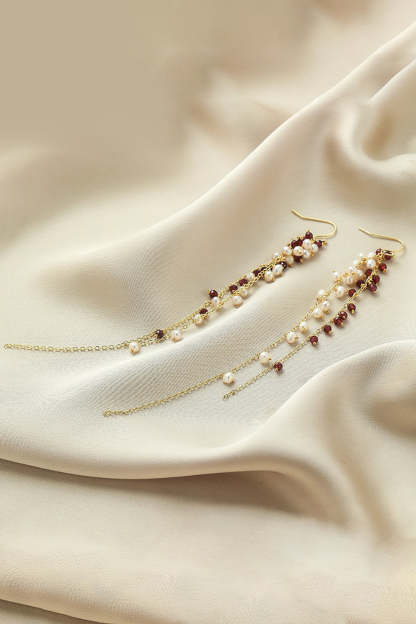 Tassel Earrings with Golden Freshwater Pearls